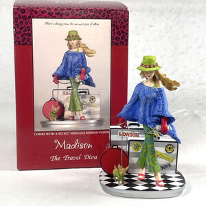 Secret Message Diva MADISON Vtg 2005 Travel Shoe Lover Figurine Woman Gift +Box
